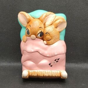 Vintage PenDelfin Bunny Rabbit Twins, Rare Pink